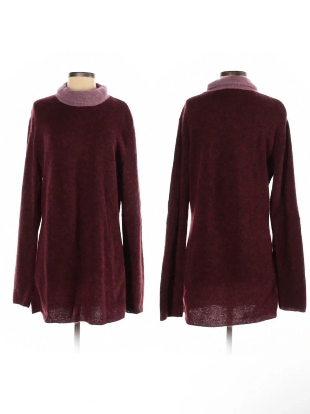 CAPUCINE PUERARI Italian Mohair Wool Long Turtleneck Sweater L